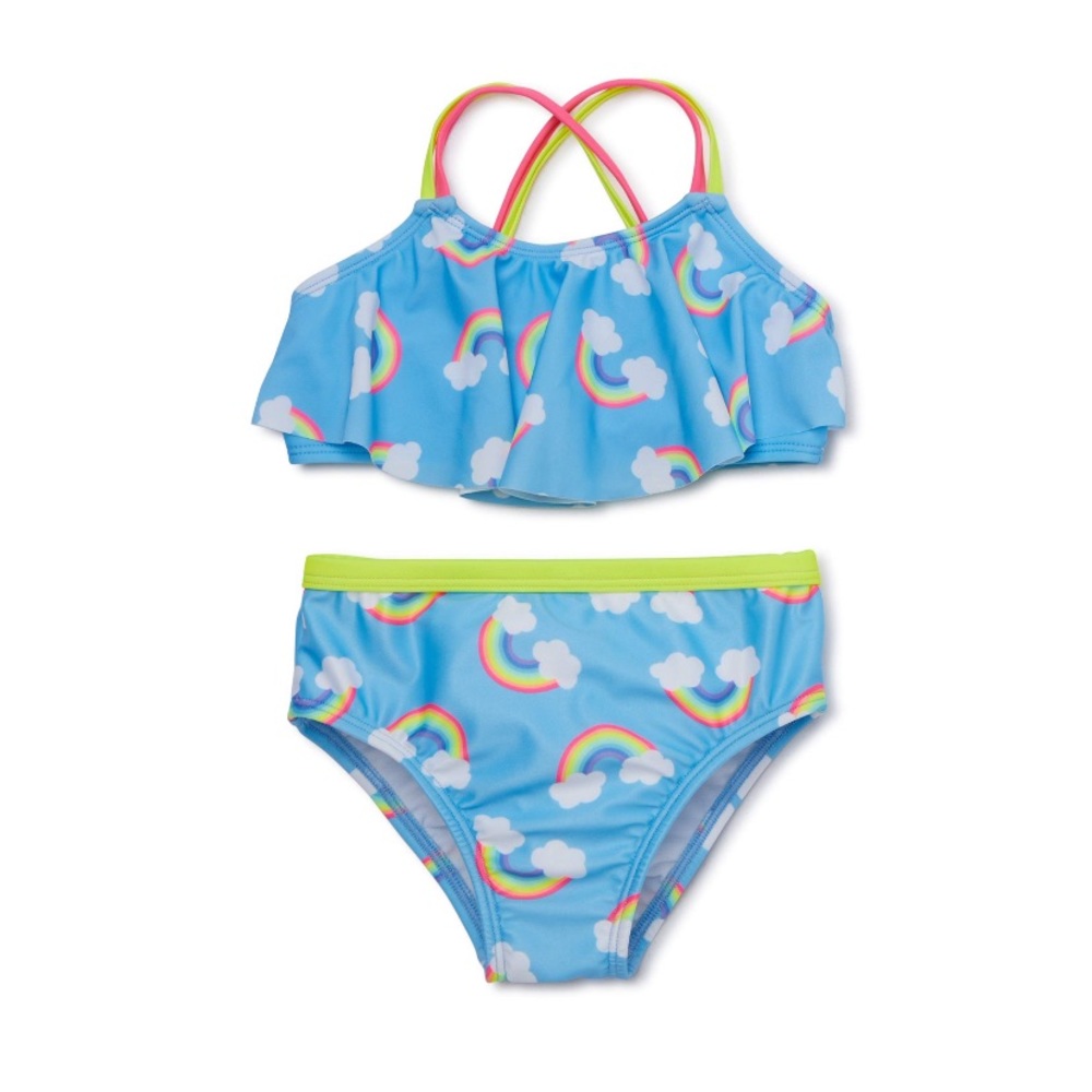 NWT 3-6M Infant Girl Two Piece Rainbow Swimsuit